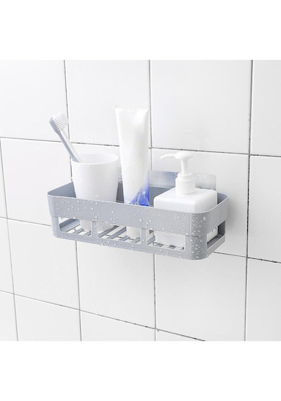 Banyo Köşeliği Şampuan Rafı Banyo Rafı Güclü Yapıstırıcılı Delmeye Gerek Yok Plastik Gri Diğer