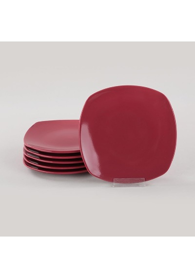 Carmen Kırmızı Köşem Pasta Tabağı 22 Cm 6 Adet Çok Renkli