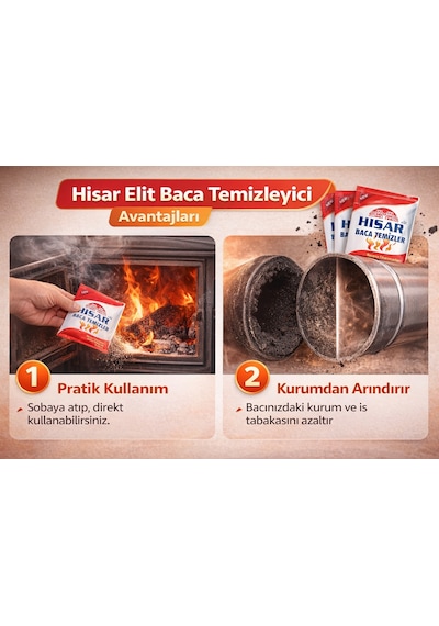 Hisar Elit Baca Temizleyici Soba Ve Şömine İçin Kurum Temizleme Ürünü 2 Adet