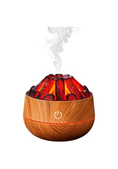 Hava Nemlendirici,aroma Difüzörü Şömine Görünümlü Alev Buhar Makinesi Kahverengi