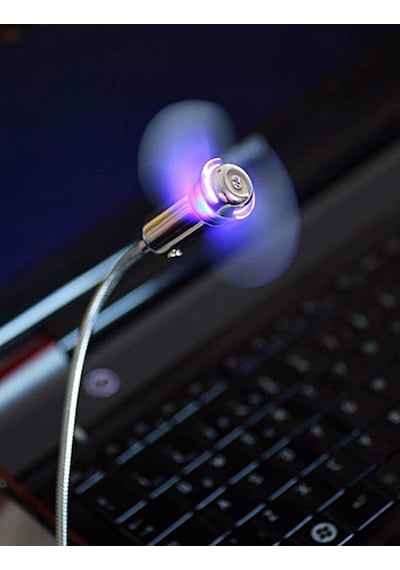 Usb Led Işıklı Mini Vantilatör Esnek Metal Gövde Masa Fanı Laptop, Powerbank Ve Adaptör Uyumlu-sl-uf02 Gri