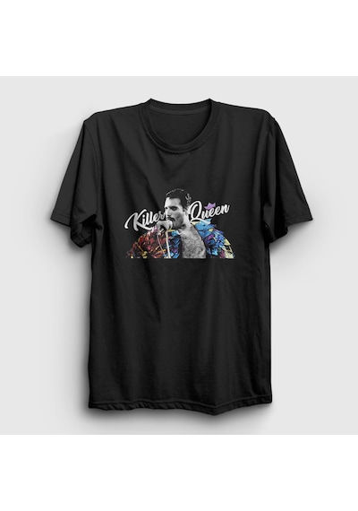 Presmono Unisex Killer Queen Freddie Mercury T-shirt Siyah