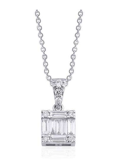 0.25 Karat Baget Pırlanta Kolye - Hrd Sertifikalı 12233470