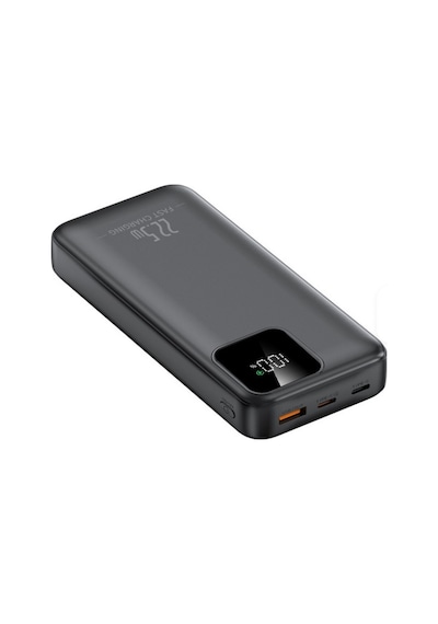 20000mah Powerbank 22.5w Hızlı Şarj Özellikli Type C Ve Lightning Kablolu Pd Taşınabilir Şarj Aleti Siyah