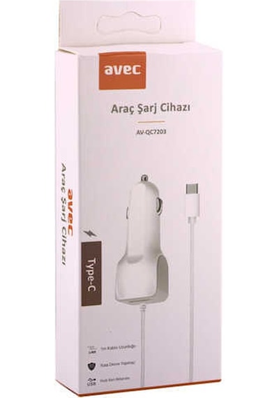 Avec Av-Qc7203 Type-C Araç Şarj Cihazı