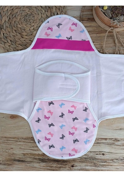 Yenidoğan İlk Baharın Ceylanı Nakışlı Çıt Çıt Kapama Bebek Kundak Pembe