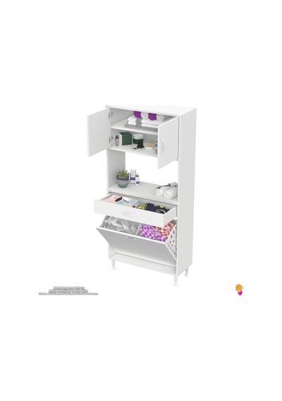 Modilayn Arda 70x173x32,5 Cm 1 Çekmece 2 Göz Sepetli Ve 3 Raf Akıllı Dolap İle Dağınıklığa Son Beyaz Modilayn Arda 70x173x32,5 Cm 1 Çekmece 2 Göz Sepetli Ve 3 Raf Akıllı Dolap İle Dağınıklığa Son Beyaz