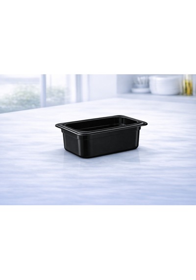 1/6 Gn Siyah Polikarbon Gastronom Küvet 17x16 Cm 6.5 Cm Derinlik