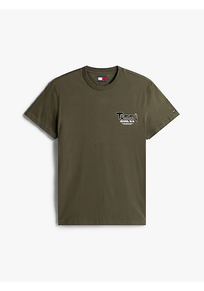 Tommy Hilfiger Tjm Slım Font Play Tee Erkek Yeşil T-shirt - Dm0dm22049