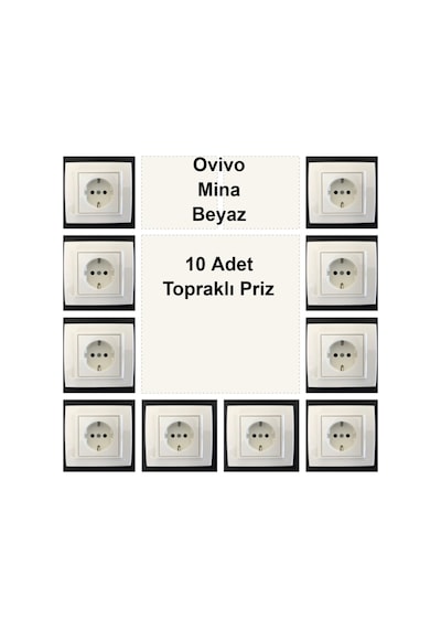 Ovivo Mina Beyaz 10 Adet Topraklı Priz