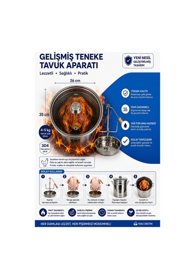 Teneke Tavuk Pişirme Aparatı Paslanmaz Set Halinde 2 Li Takım Diğer