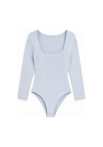 Feg Store Buz Mavisi Uzun Kollu Kare Yaka Alttan Çıtçıtlı Body Mavi