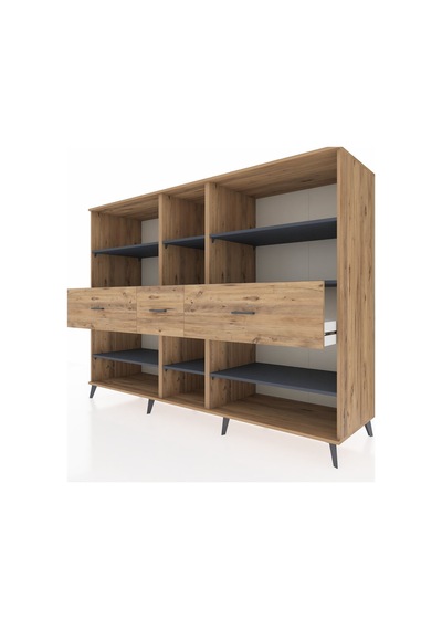 Kronos Dolap 9 Raflı 3 Çekmeceli 220x59x163 Çam-antrasit/çam Çam-antrasit/çam Kronos Dolap 9 Raflı 3 Çekmeceli 220x59x163 Çam-antrasit/çam Çam-antrasit/çam