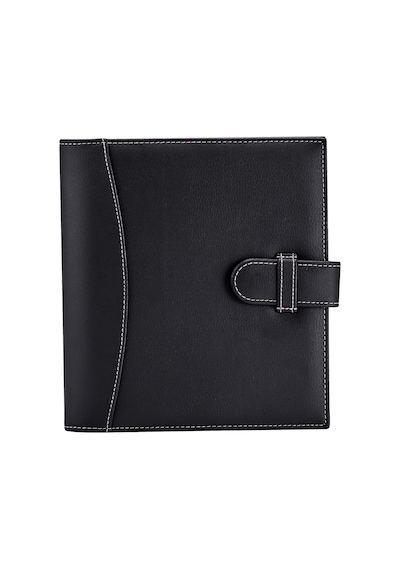 " Mini Executive Deri Portföy Klasörü, 1" Halka Bağlayıcı Ve 250 Sayfalık Kapasite, Not Defterleri Ve 5.5" X 8.5" Belgeler, 2 Kalem Döngüsü, Siyah Suni Deri" 98294
