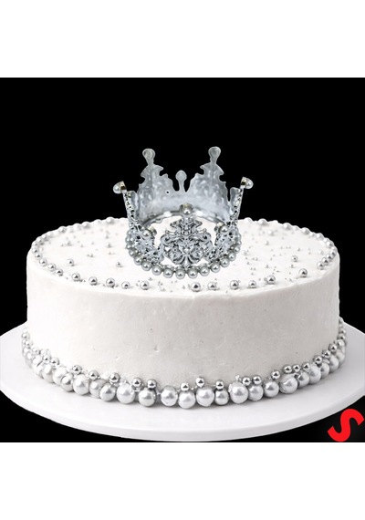 İncili Plastik, Pasta Süsleme Tacı 8 Cm X 5 Cm - Gümüş