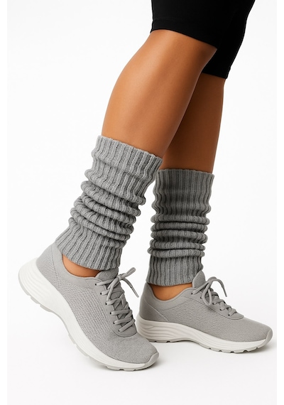 Kadın Triko Tozluk Yumuşak Esnek Diz Altı Bacak Isıtıcı Leg Warmers Gri
