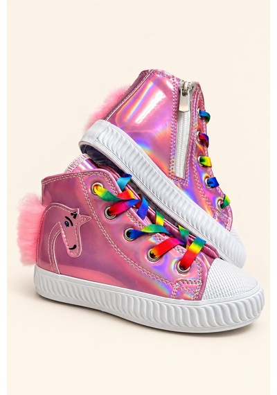 Nese Shoes Manifest, Unicorn Baskılı Kız Çocuk Işıklı Sneaker.spor Ayakkabı Pembe