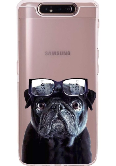 Samsung Galaxy A80 İle Uyumlu Köpek 3 Kamera Korumalı Şeffaf Kılıf Şeffaf