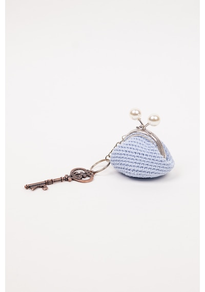Fabric Craft Bag Mini Bozuk Para Cüzdanı Anahtarlık Klipsli Kiremit - Altın Açık Mavi