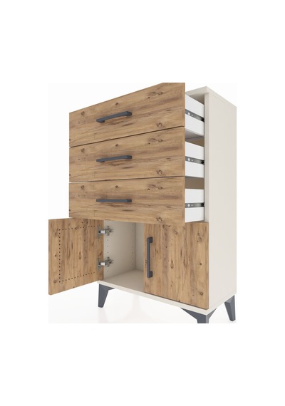 Arges Komodin 3 Çekmeceli 2 Kapaklı 60x30x96 Aytaşı-çam Aytaşı