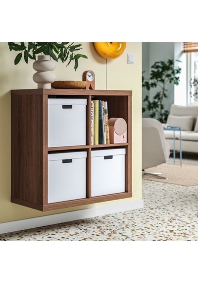 Ikea Kallax Açık Raf Ünitesi, Kahverengi-ceviz Görünüm, 77x77 Cm