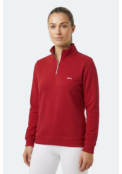 Slazenger Maxıs I Kadın Dik Yaka Fermuarlı Kırmızı Sweatshırt Kırmızı