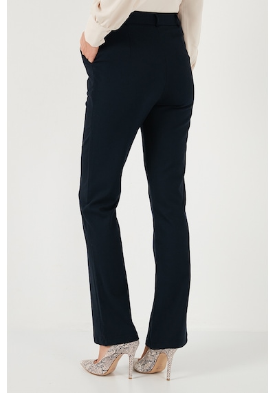 Lela Yüksek Bel Regular Fit Bol Paça Bayan Pantolon 611Pl030W4 Lacivert