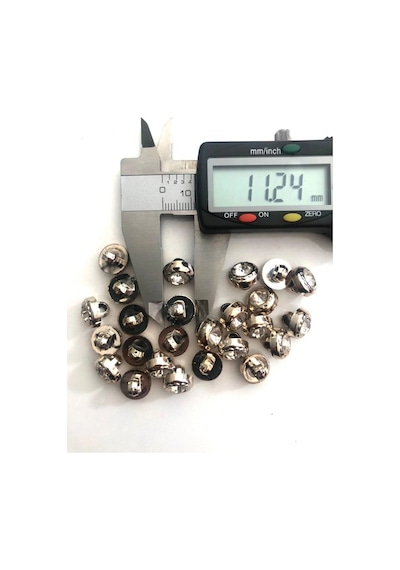 Metalize Ayaklı Gold Taşlı Düğme 12mm 20adet