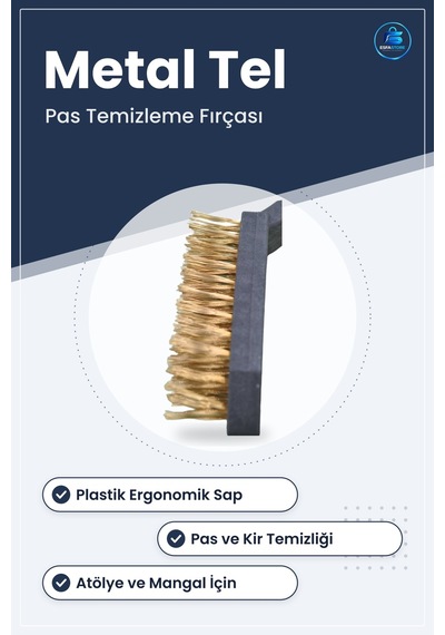 Metal Tel Fırça Plastik Saplı Pas Kir Sökme Temizleme Fırçası Erg