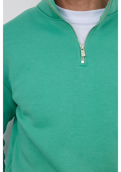 Tudors Unisex Relax Fit Rahat Kesim Pamuklu İçi Polarlı Yarım Fermuarlı Yeşil Dik Yaka Sweatshirt-35175 Yeşil Tudors Unisex Relax Fit Rahat Kesim Pamuklu İçi Polarlı Yarım Fermuarlı Yeşil Dik Yaka Sweatshirt-35175 Yeşil