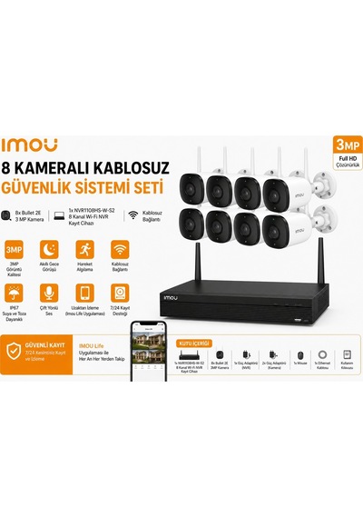 Imou 8'li Dış Ortam 3mp Kablosuz Kamera Seti