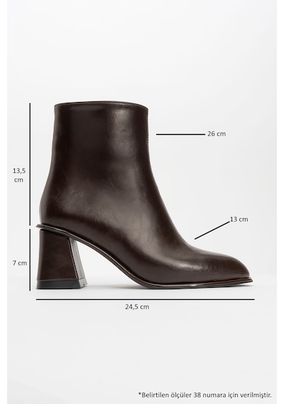 Luvishoes Luvi Shoes Alba Kahverengi Cilt Kadın Kalın Topuklu Bot Kahverengi Deri