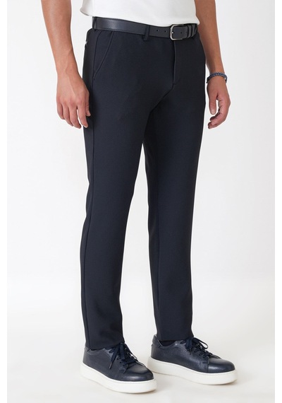 Comfort Fit Petek Dokuma Esnek Pamuklu Lacivert Pantolon P 1230