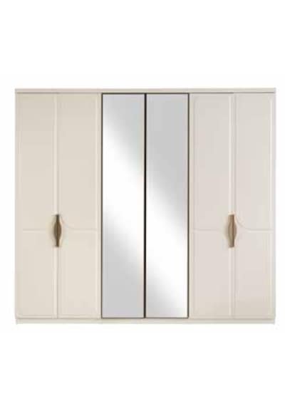 Solis Tamamı Mdf 6 Membranlı Kapaklı Reflekte Camlı Gardırop Dolap Beyaz