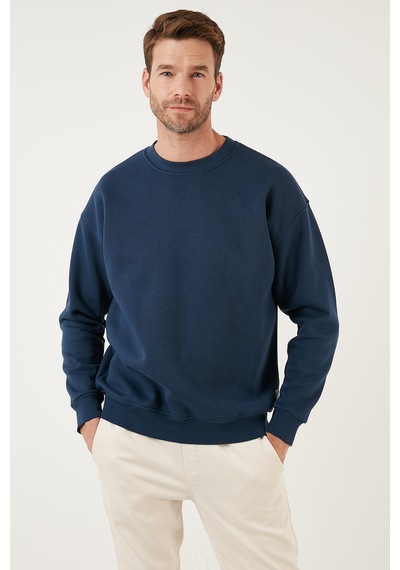 Buratti Regular Fit Bisiklet Yaka Pamuklu Içi Tüylü Yumuşak Şardonlu Erkek Sweat 5905255 Indigo