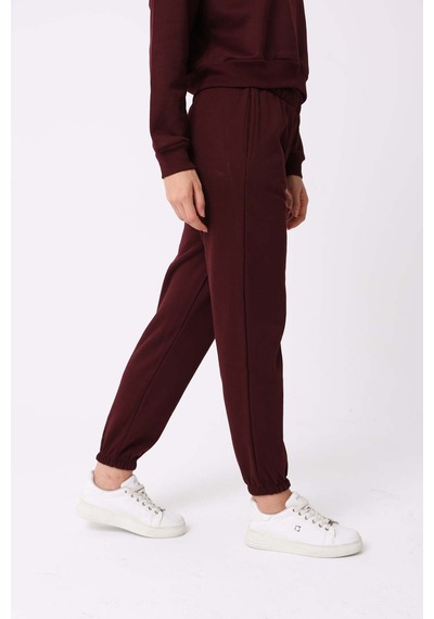 Defys Kadın Bisiklet Yaka Basic Şardonlu Eşofman Takımı Bordo - 932380624 Bordo