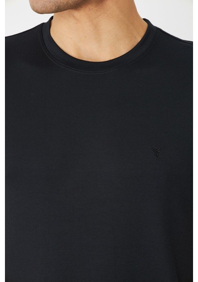 Siyah Bisiklet Yaka Basic T-shirt Siyah