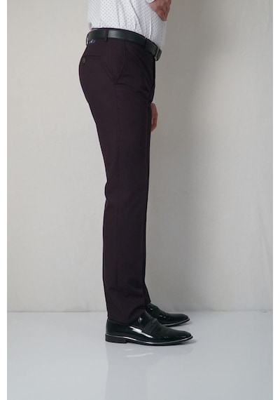Bomonti Slım Petek Desenlı Bordo Kumaş Pantolon Bordo