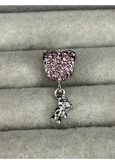 Sallantılı Kalpli Ayıcık Pembe Charm