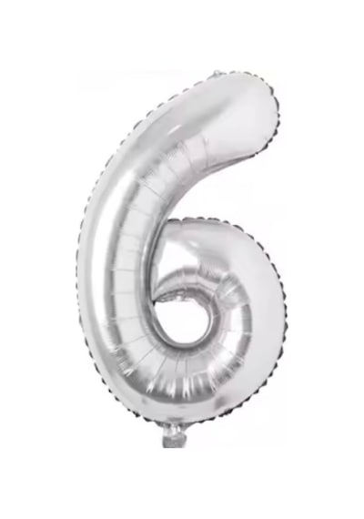 6 Rakamı Folyo Gümüş Folyo Balon 76cm 34 Karışık Renkli