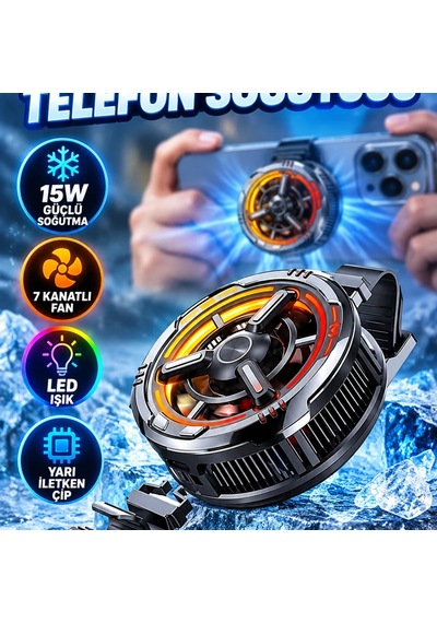 15w Yarı İletken Çipli Telefon Soğutucu 7 Kanatlı Fanlı Taşınabilir Mobil Oyun Soğutucu