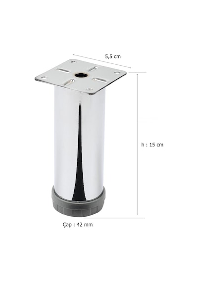 Eymenyapimarket Mobilya Ayağı Metal Alttan Ayarlı 42 Mm Krom Ayak 1.Kalite