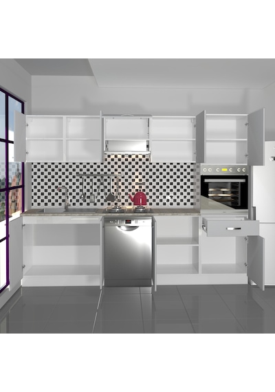 Decoraktiv Elite 280 Ankastre Boy Dolaplı Mdf Hazır Mutfak Dolabı - Tezgah Dahil - Buz Gri Açık Gri Decoraktiv Elite 280 Ankastre Boy Dolaplı Mdf Hazır Mutfak Dolabı - Tezgah Dahil - Buz Gri Açık Gri