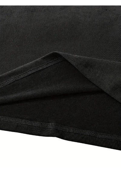 Kadın Tişört Fiyonk Baskılı Bisiklet Yaka Yazlık Kısa Kol Oversize T-shirt - Siyah