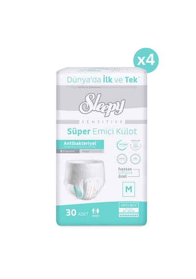 Sleepy Sensitive Antibakteriyel Emici Külot Medium 30x4 120 Adet