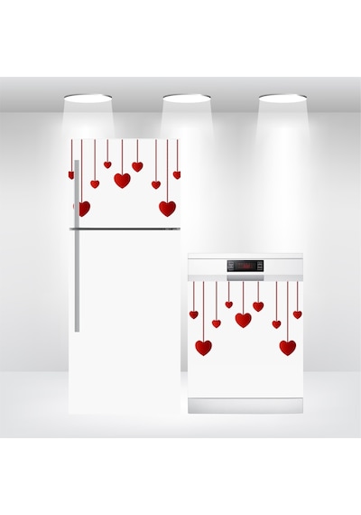 Buzdolabı Ve Bulaşık Makinesi Kapak Sticker Folyo Kaplama Kalpler (362214497)