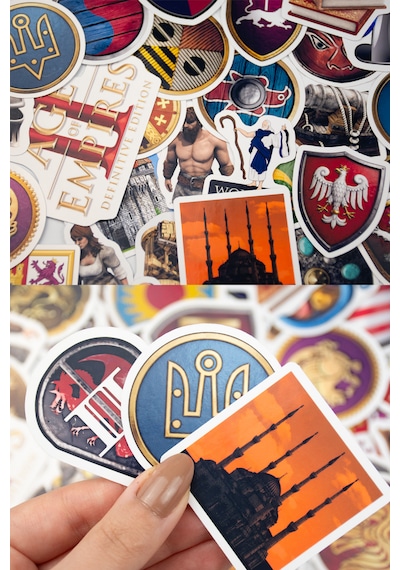 Age Of Empires 2 İkonik 82 Parça Mega Sticker Paketi Yapışkanlı Kaliteli Su Geçirmez Etiket Seti Çok Renkli