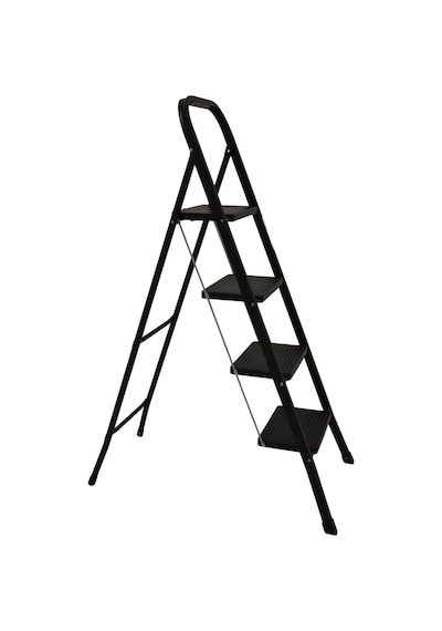 4 Basamaklı Metal Merdiven Hardy Siyah 1.48 Metre Katlanır