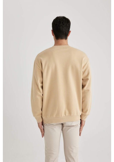 DeFacto Oversize Geniş Kalıp Bisiklet Yaka Basic Düz Sweatshirt T5139AZ24SPBG320
