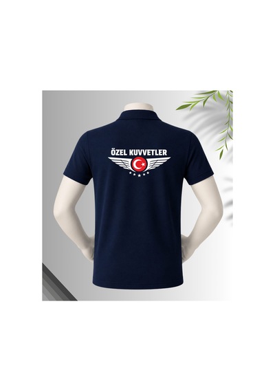 Dafri Özel Kuvvetler Baskılı Polo Yaka %100 Pamuklu T-shirt Lacivert
